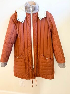 Vintage 1960s 1970s Long Quilted Puffer Coat Jacket